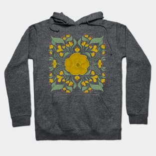 Yellow Boho Symmetrical Floral Hoodie